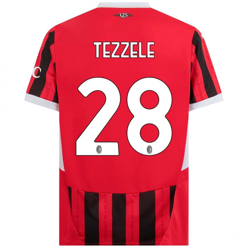 Niño Camiseta Matteo Tezzele #28 Rojo Negro 1ª Equipación 2024/25 La Camisa