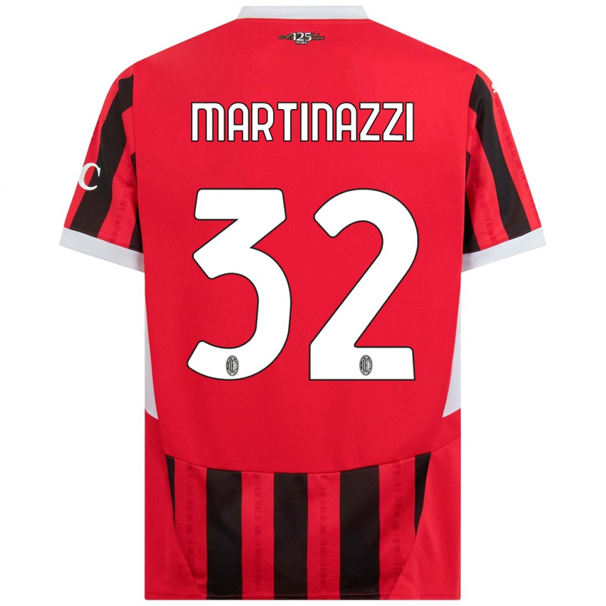 Niño Camiseta Luca Martinazzi #32 Rojo Negro 1ª Equipación 2024/25 La Camisa