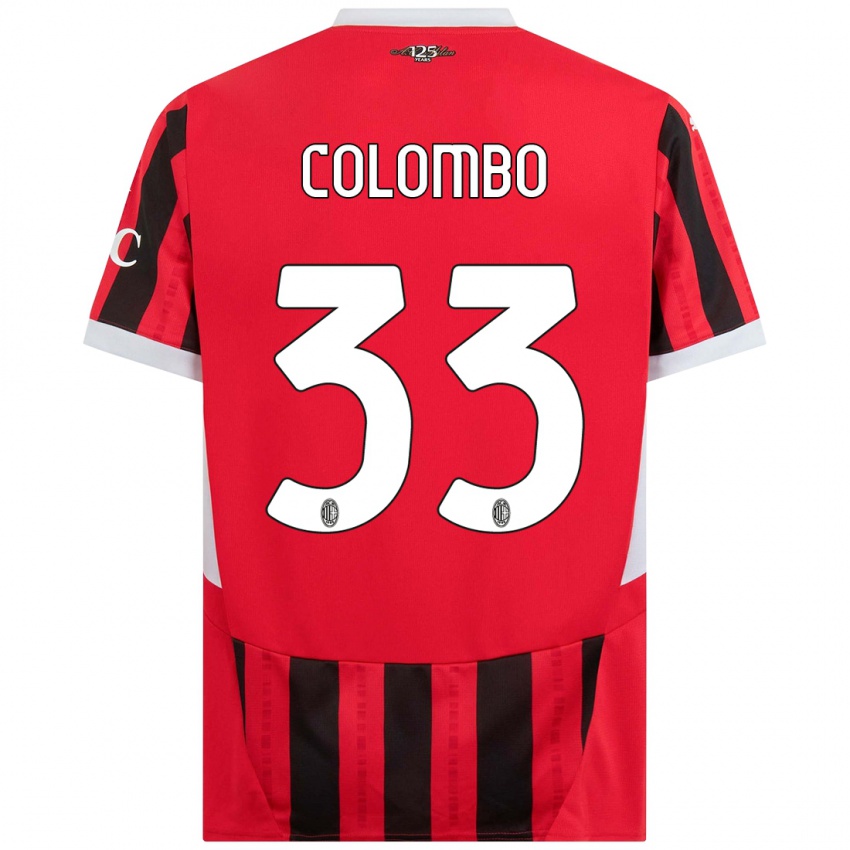 Niño Camiseta Federico Colombo #33 Rojo Negro 1ª Equipación 2024/25 La Camisa