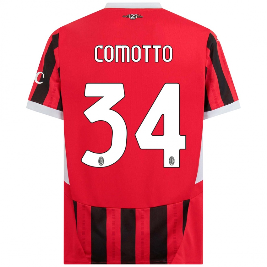 Niño Camiseta Christian Comotto #34 Rojo Negro 1ª Equipación 2024/25 La Camisa