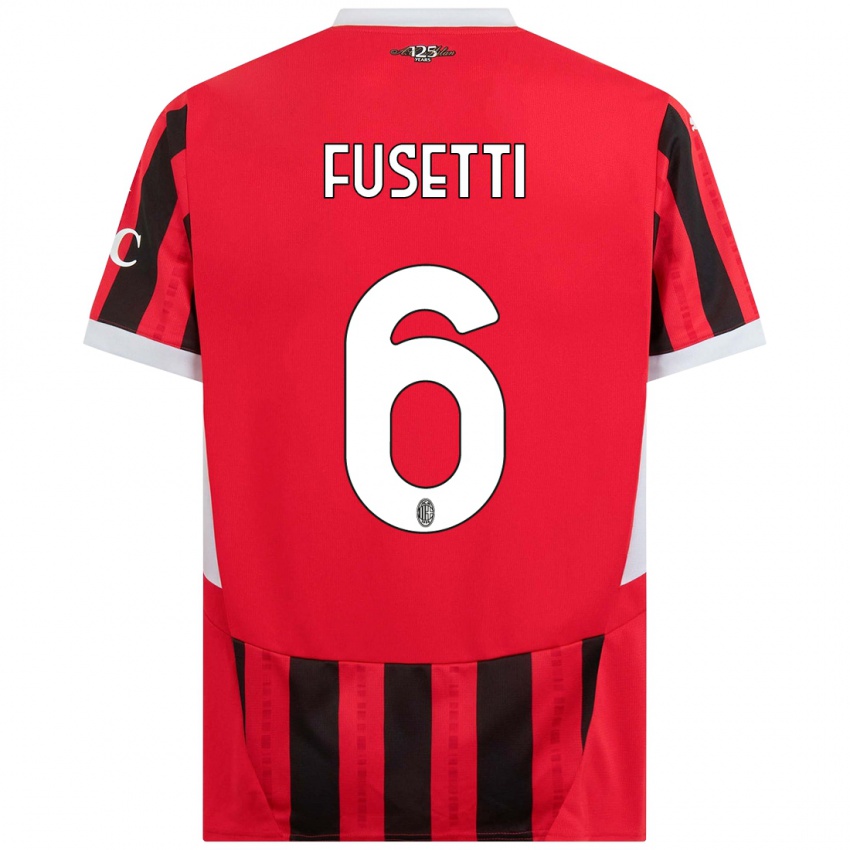 Niño Camiseta Laura Fusetti #6 Rojo Negro 1ª Equipación 2024/25 La Camisa