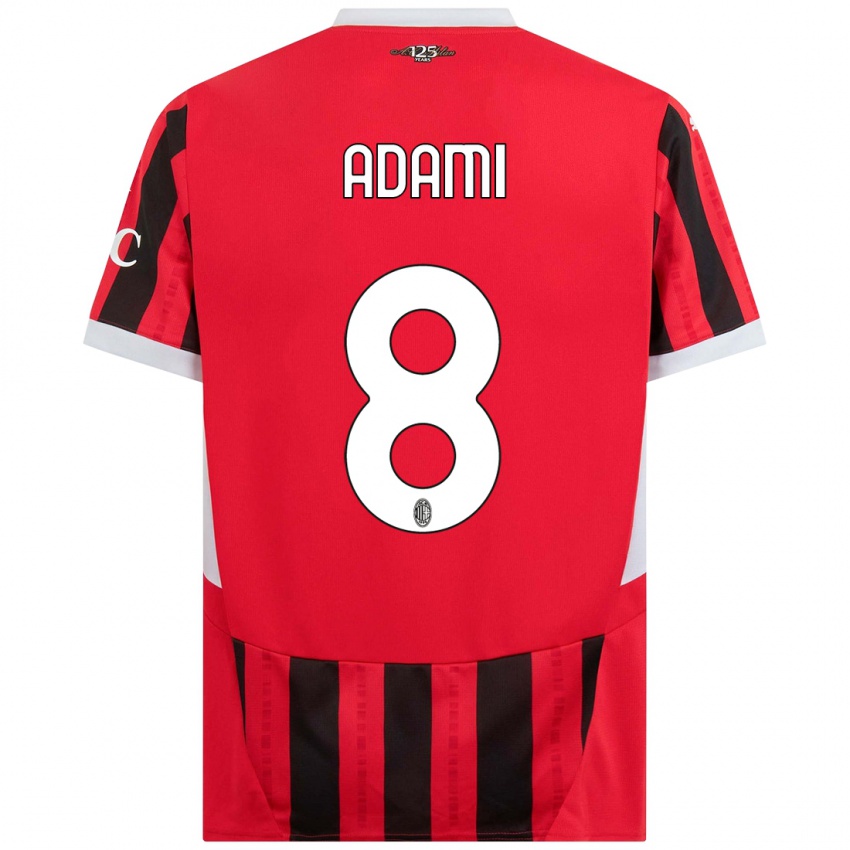 Niño Camiseta Greta Adami #8 Rojo Negro 1ª Equipación 2024/25 La Camisa