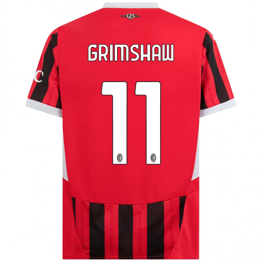 Niño Camiseta Christy Grimshaw #11 Rojo Negro 1ª Equipación 2024/25 La Camisa