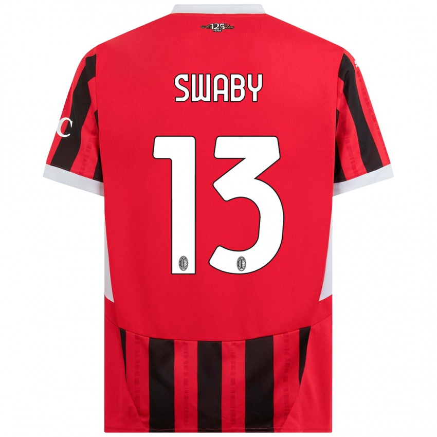 Niño Camiseta Allyson Swaby #13 Rojo Negro 1ª Equipación 2024/25 La Camisa