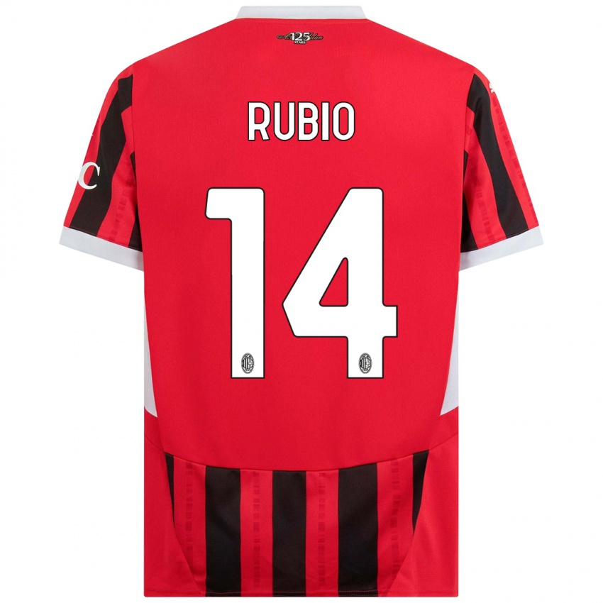 Niño Camiseta Silvia Rubio #14 Rojo Negro 1ª Equipación 2024/25 La Camisa