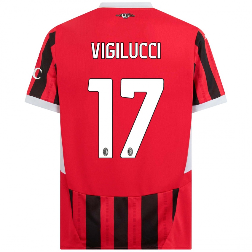 Niño Camiseta Valery Vigilucci #17 Rojo Negro 1ª Equipación 2024/25 La Camisa