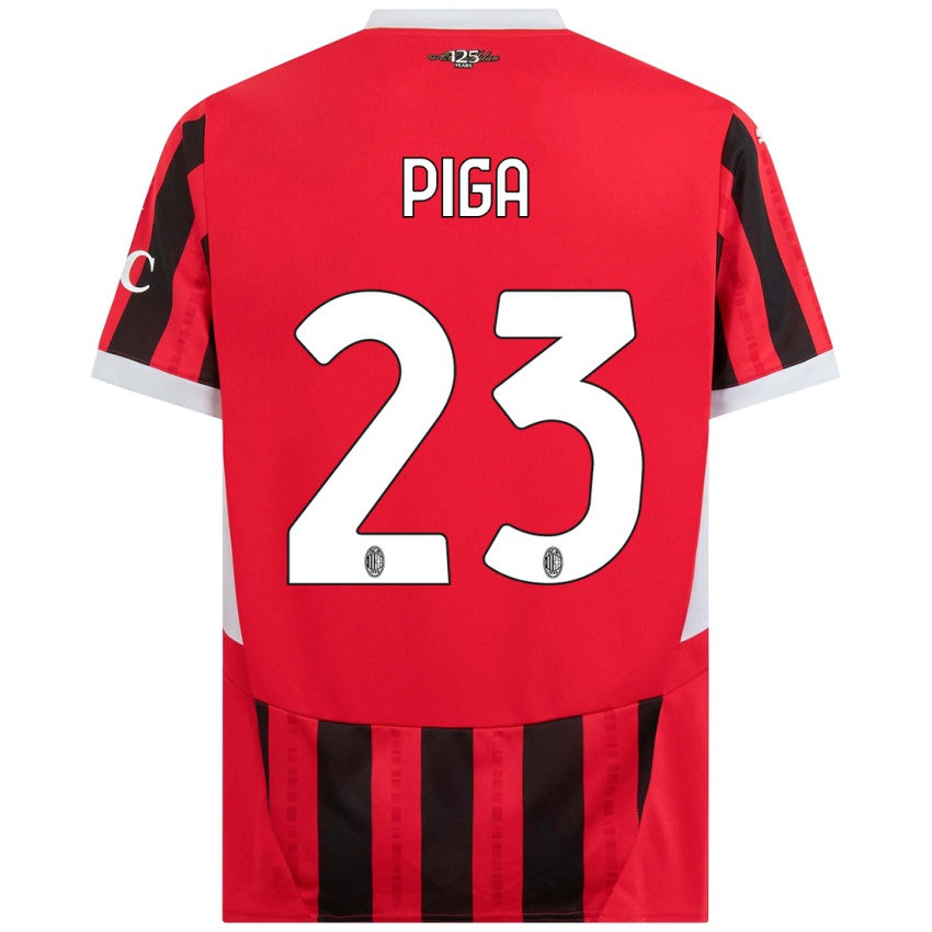 Niño Camiseta Julie Piga #23 Rojo Negro 1ª Equipación 2024/25 La Camisa