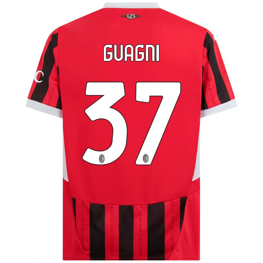 Niño Camiseta Alia Guagni #37 Rojo Negro 1ª Equipación 2024/25 La Camisa