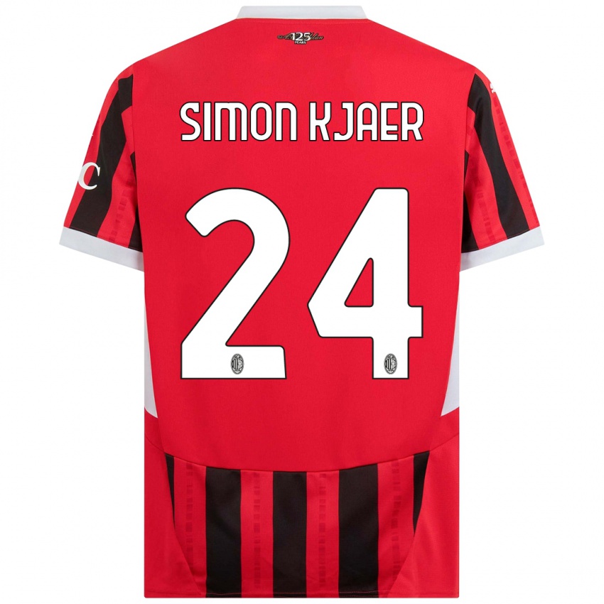 Niño Camiseta Simon Kjaer #24 Rojo Negro 1ª Equipación 2024/25 La Camisa