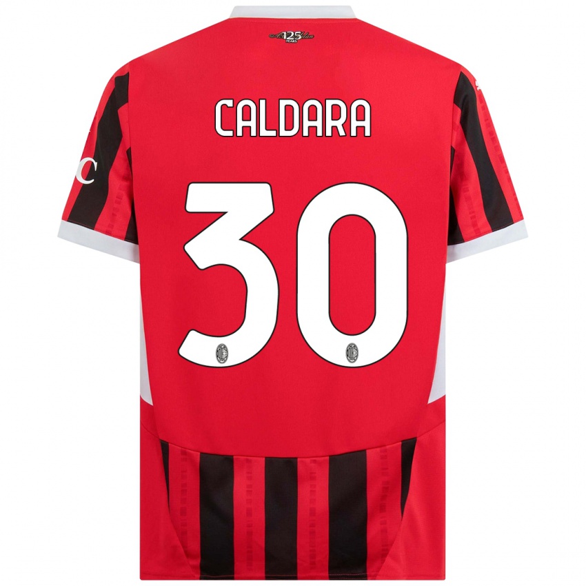 Niño Camiseta Mattia Caldara #30 Rojo Negro 1ª Equipación 2024/25 La Camisa