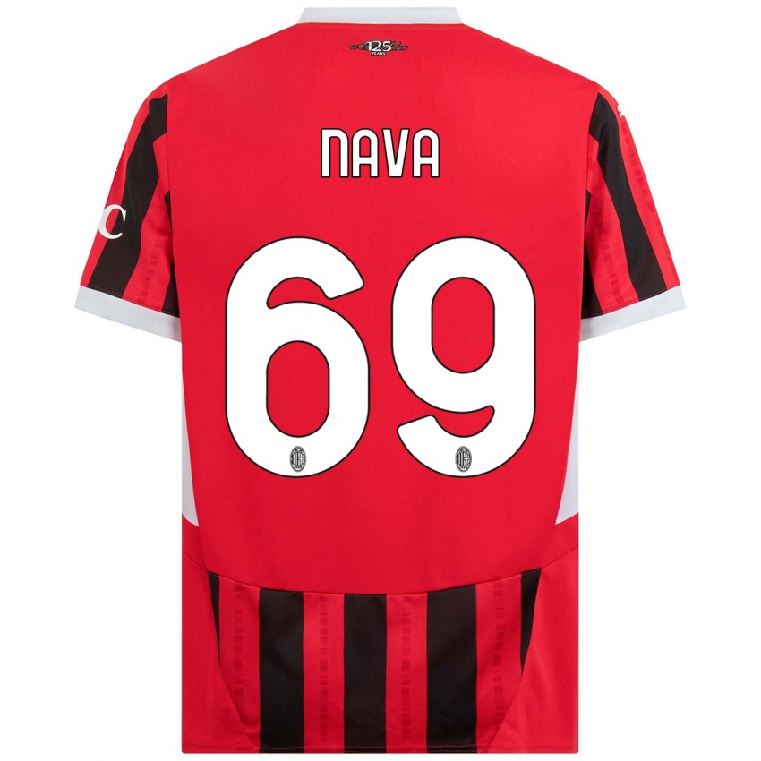 Niño Camiseta Lapo Nava #69 Rojo Negro 1ª Equipación 2024/25 La Camisa