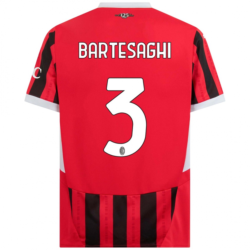 Niño Camiseta Davide Bartesaghi #3 Rojo Negro 1ª Equipación 2024/25 La Camisa