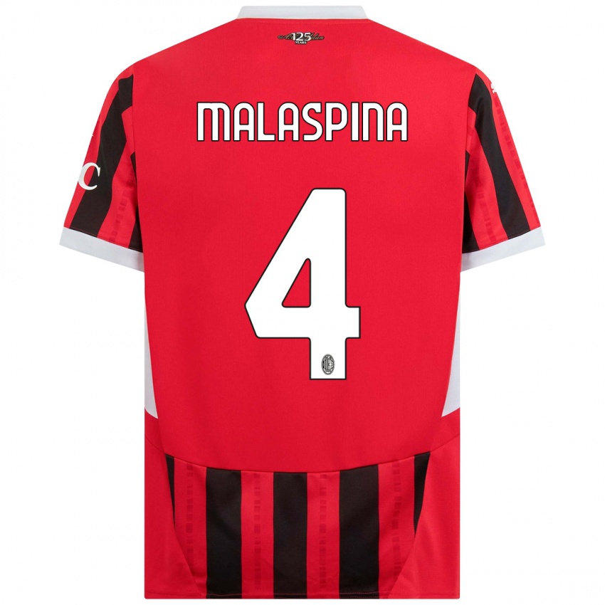 Niño Camiseta Mattia Malaspina #4 Rojo Negro 1ª Equipación 2024/25 La Camisa