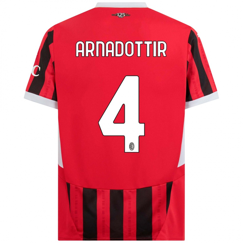 Niño Camiseta Guony Arnadottir #4 Rojo Negro 1ª Equipación 2024/25 La Camisa