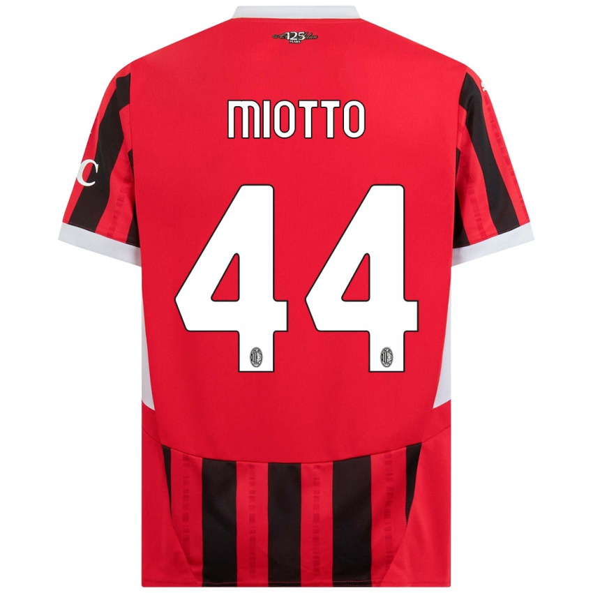 Niño Camiseta Giorgia Miotto #44 Rojo Negro 1ª Equipación 2024/25 La Camisa