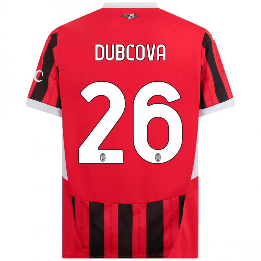 Niño Camiseta Michaela Dubcova #26 Rojo Negro 1ª Equipación 2024/25 La Camisa