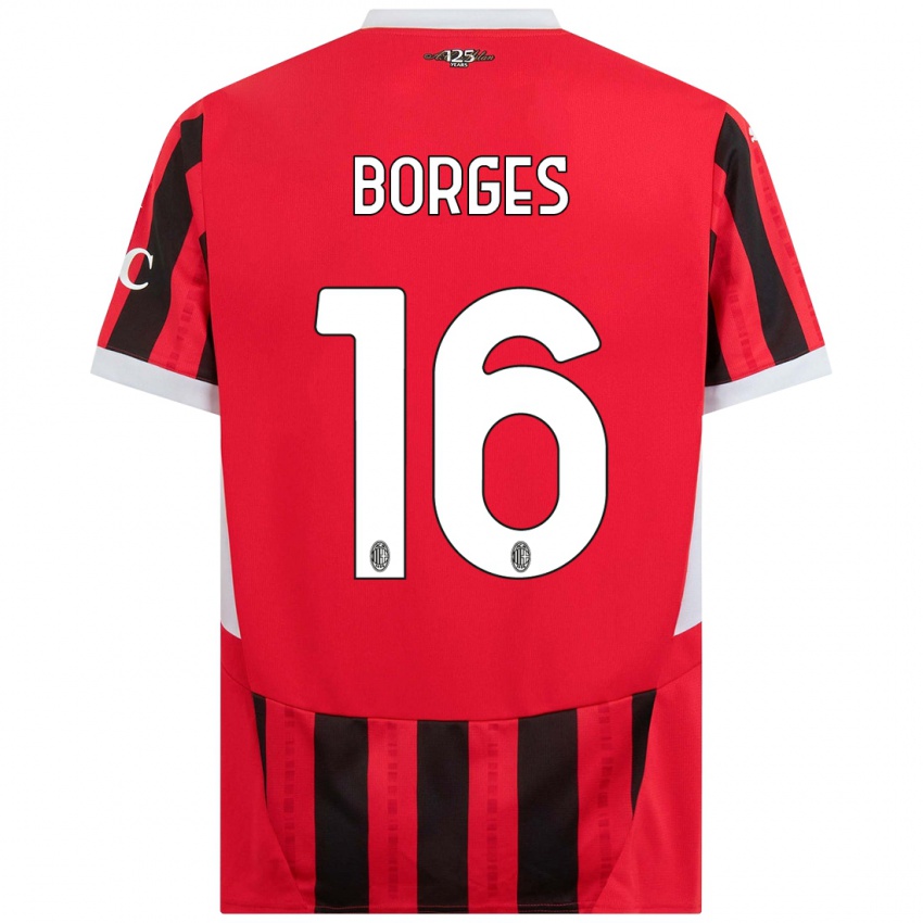 Niño Camiseta Lenny Borges #16 Rojo Negro 1ª Equipación 2024/25 La Camisa