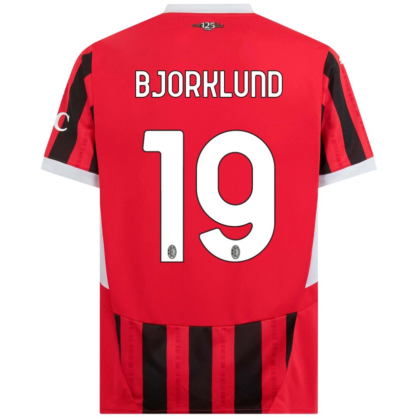 Niño Camiseta Lukas Bjorklund #19 Rojo Negro 1ª Equipación 2024/25 La Camisa