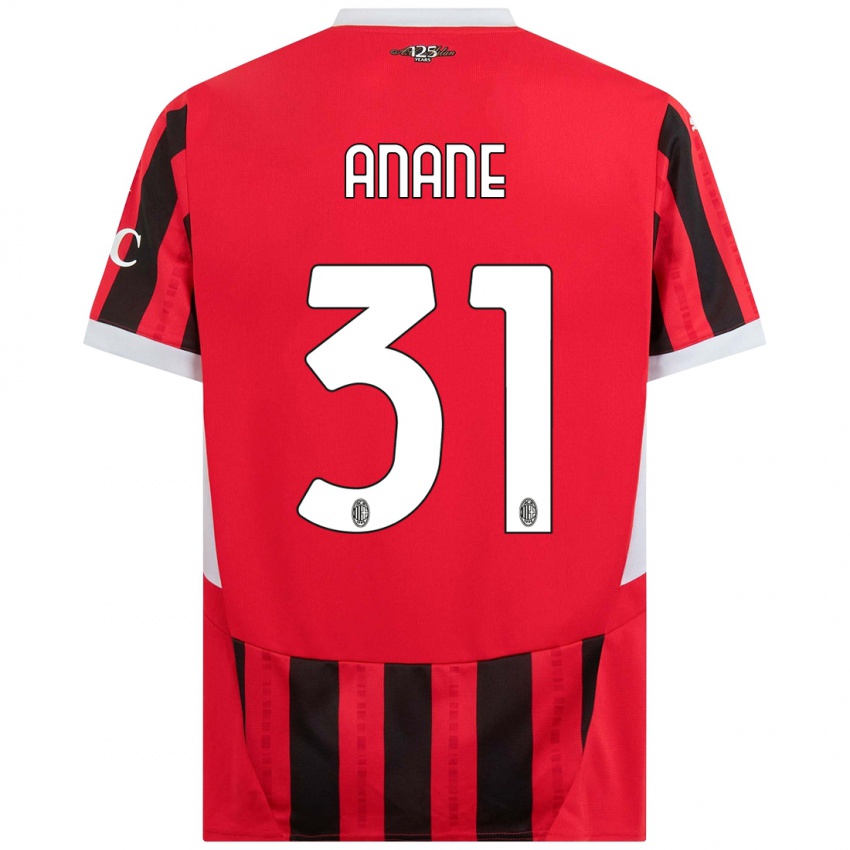 Niño Camiseta Emmanuel Anane #31 Rojo Negro 1ª Equipación 2024/25 La Camisa