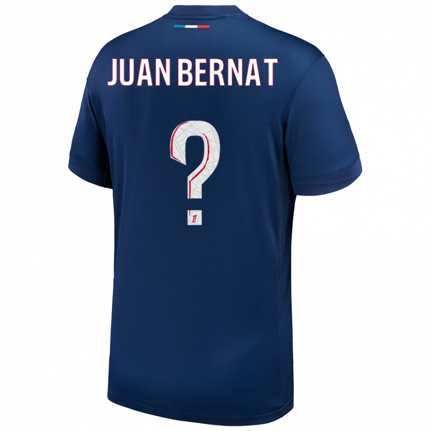 Niño Camiseta Juan Bernat #0 Azul Marino Blanco 1ª Equipación 2024/25 La Camisa