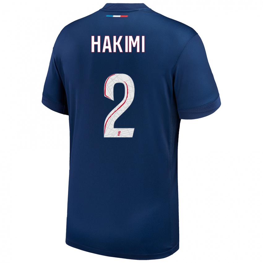 Niño Camiseta Achraf Hakimi #2 Azul Marino Blanco 1ª Equipación 2024/25 La Camisa