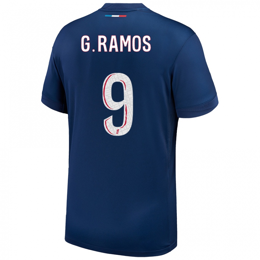 Niño Camiseta Gonçalo Ramos #9 Azul Marino Blanco 1ª Equipación 2024/25 La Camisa