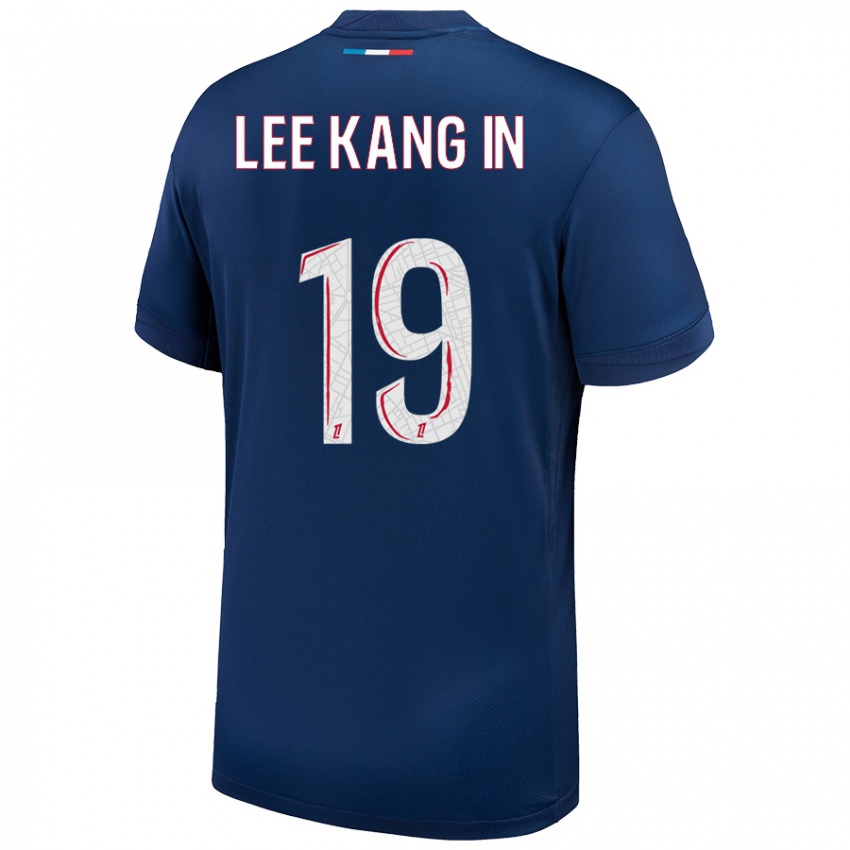 Niño Camiseta Kang-In Lee #19 Azul Marino Blanco 1ª Equipación 2024/25 La Camisa