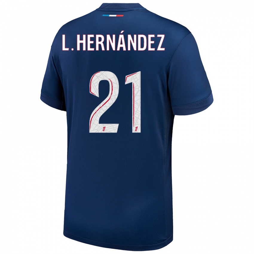 Niño Camiseta Lucas Hernández #21 Azul Marino Blanco 1ª Equipación 2024/25 La Camisa