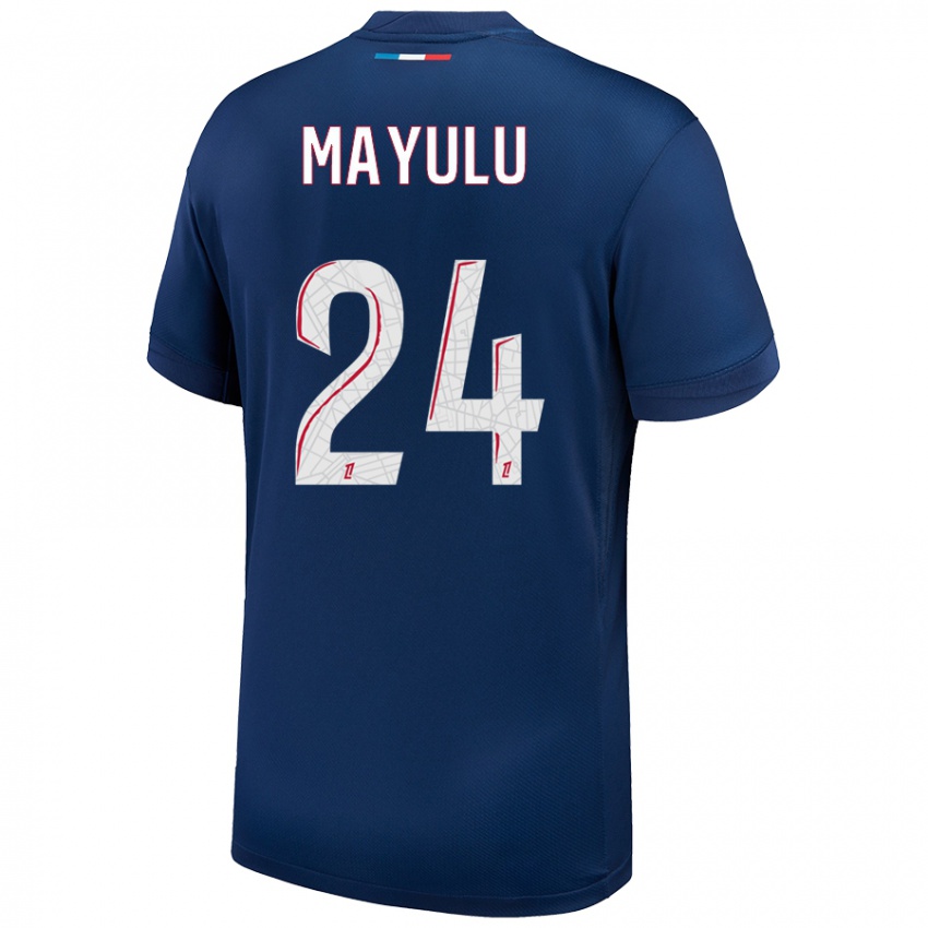 Niño Camiseta Senny Mayulu #24 Azul Marino Blanco 1ª Equipación 2024/25 La Camisa