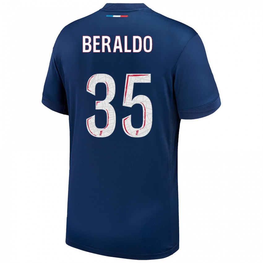 Niño Camiseta Lucas Beraldo #35 Azul Marino Blanco 1ª Equipación 2024/25 La Camisa