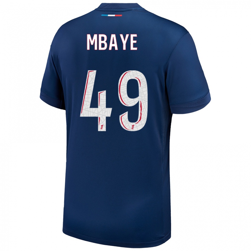 Niño Camiseta Ibrahim Mbaye #49 Azul Marino Blanco 1ª Equipación 2024/25 La Camisa