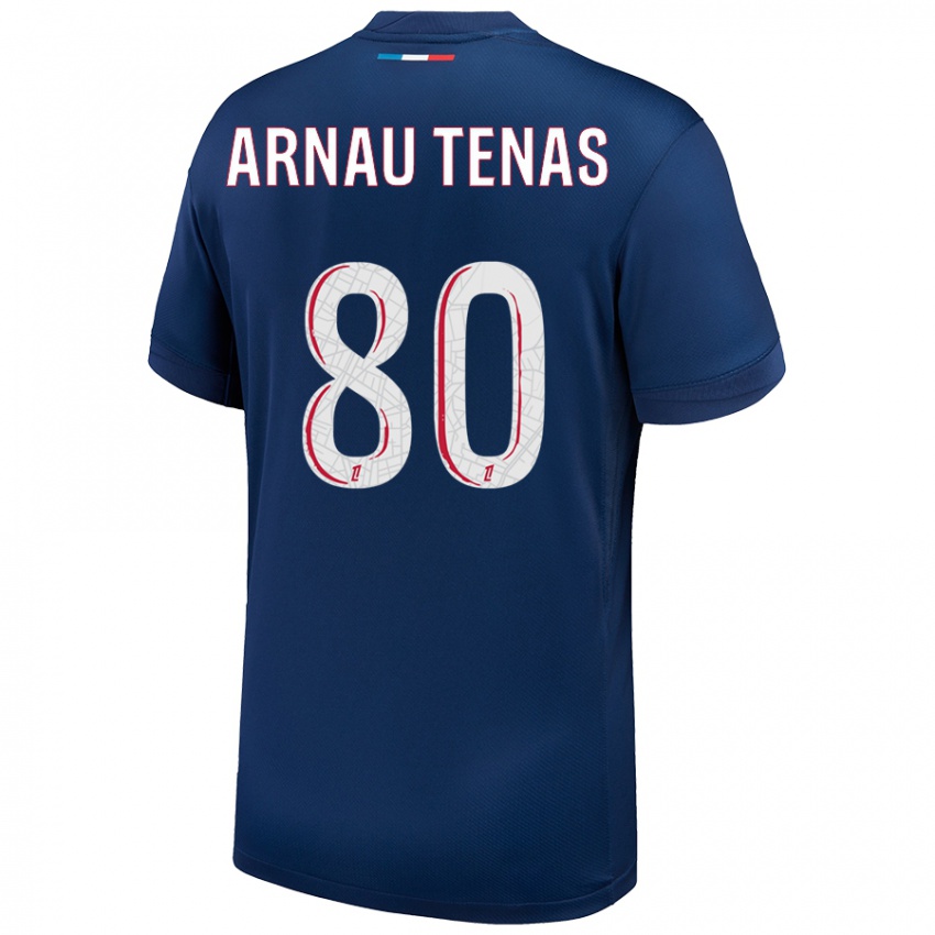 Niño Camiseta Arnau Tenas #80 Azul Marino Blanco 1ª Equipación 2024/25 La Camisa