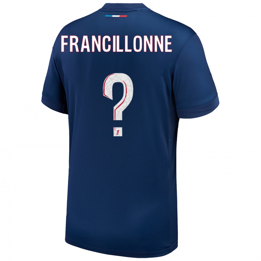 Niño Camiseta Bryan Francillonne #0 Azul Marino Blanco 1ª Equipación 2024/25 La Camisa