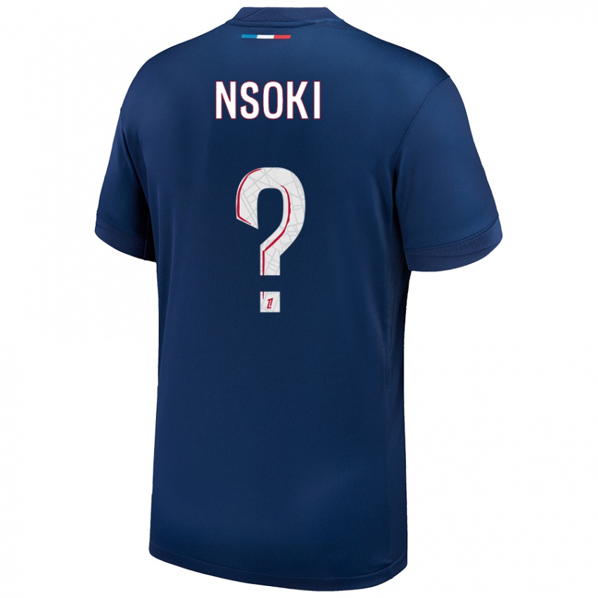 Niño Camiseta Noah Nsoki #0 Azul Marino Blanco 1ª Equipación 2024/25 La Camisa