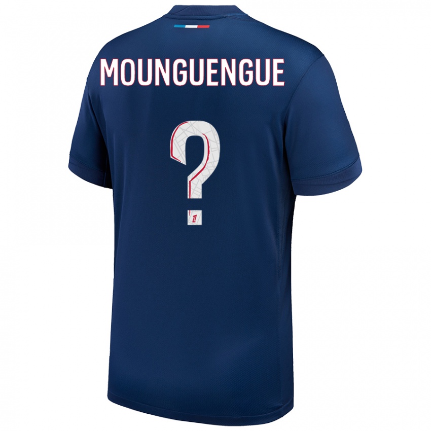 Niño Camiseta Pierre Mounguengue #0 Azul Marino Blanco 1ª Equipación 2024/25 La Camisa