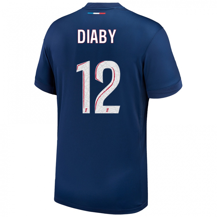 Niño Camiseta Ibrahima Diaby #12 Azul Marino Blanco 1ª Equipación 2024/25 La Camisa