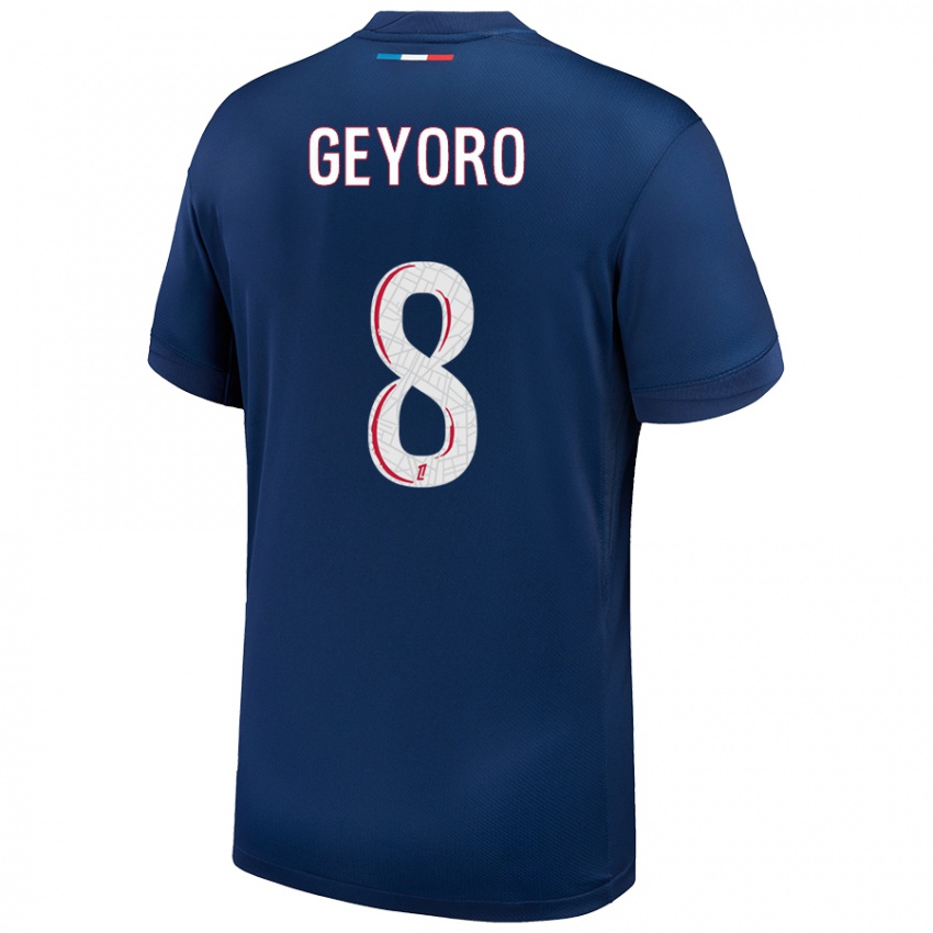 Niño Camiseta Grace Geyoro #8 Azul Marino Blanco 1ª Equipación 2024/25 La Camisa