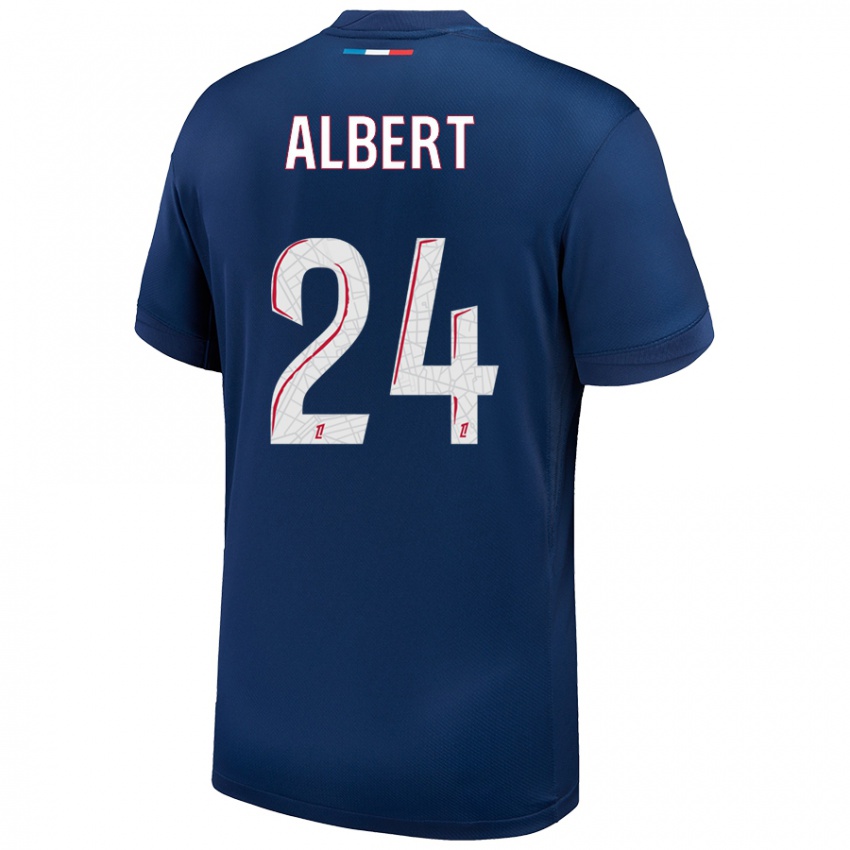 Niño Camiseta Korbin Albert #24 Azul Marino Blanco 1ª Equipación 2024/25 La Camisa