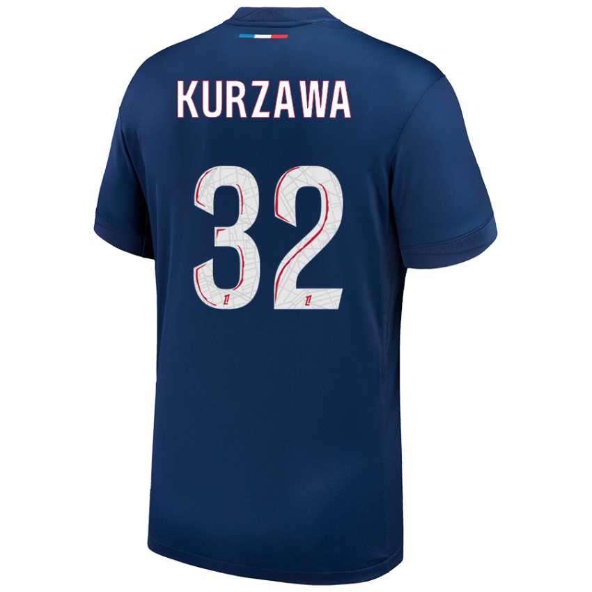 Niño Camiseta Layvin Kurzawa #32 Azul Marino Blanco 1ª Equipación 2024/25 La Camisa