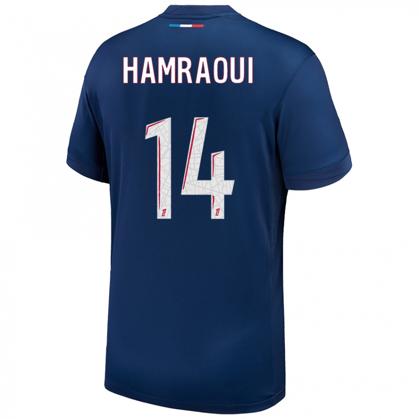 Niño Camiseta Kheira Hamraoui #14 Azul Marino Blanco 1ª Equipación 2024/25 La Camisa