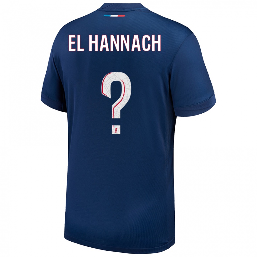 Niño Camiseta Younes El Hannach #0 Azul Marino Blanco 1ª Equipación 2024/25 La Camisa