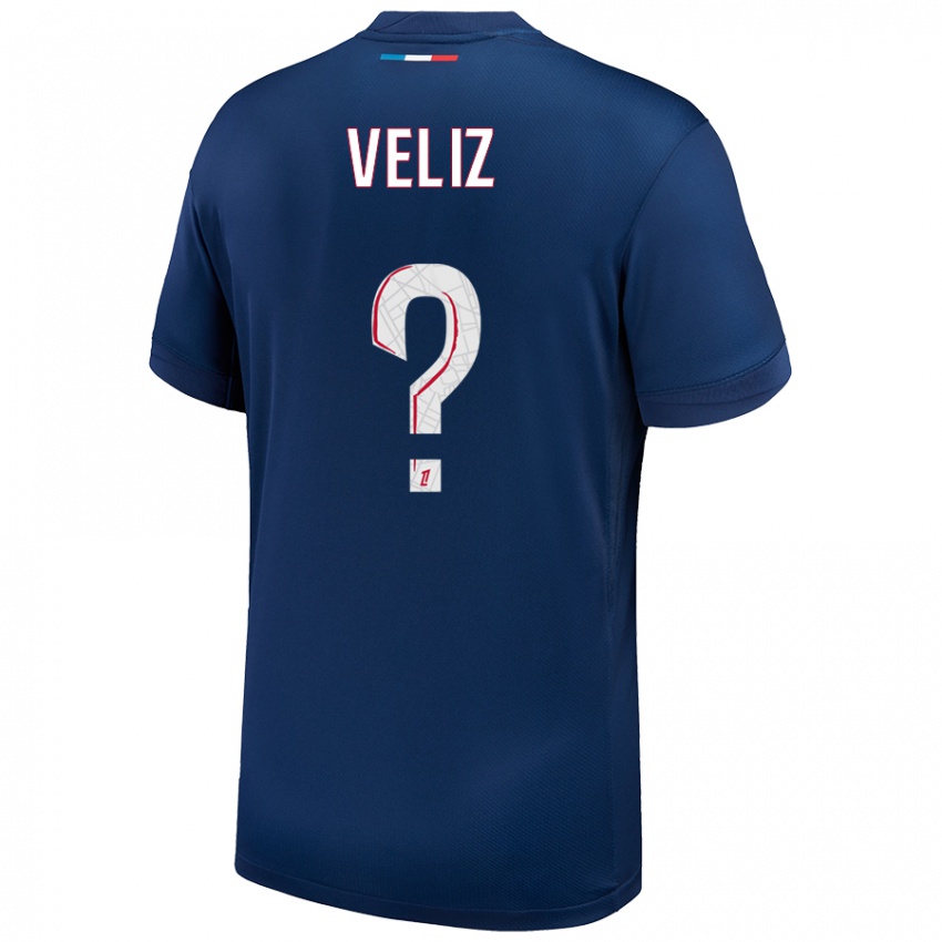 Niño Camiseta Nehemiah Fernandez Veliz #0 Azul Marino Blanco 1ª Equipación 2024/25 La Camisa