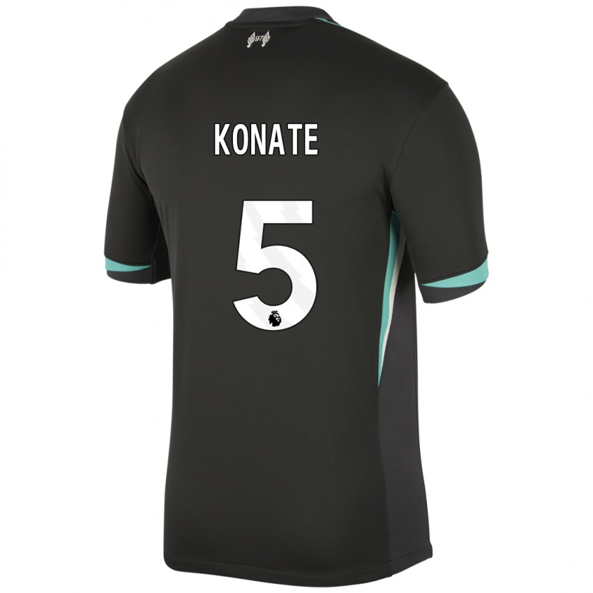 Niño Camiseta Ibrahima Konate #5 Negro Antracita Blanco 2ª Equipación 2024/25 La Camisa