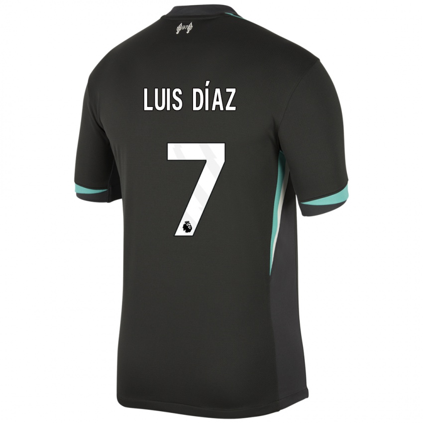 Niño Camiseta Luis Diaz #7 Negro Antracita Blanco 2ª Equipación 2024/25 La Camisa