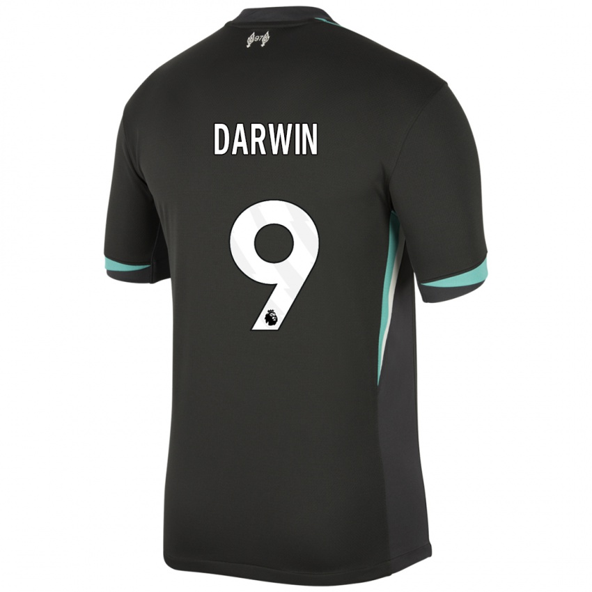 Niño Camiseta Darwin Nunez #9 Negro Antracita Blanco 2ª Equipación 2024/25 La Camisa