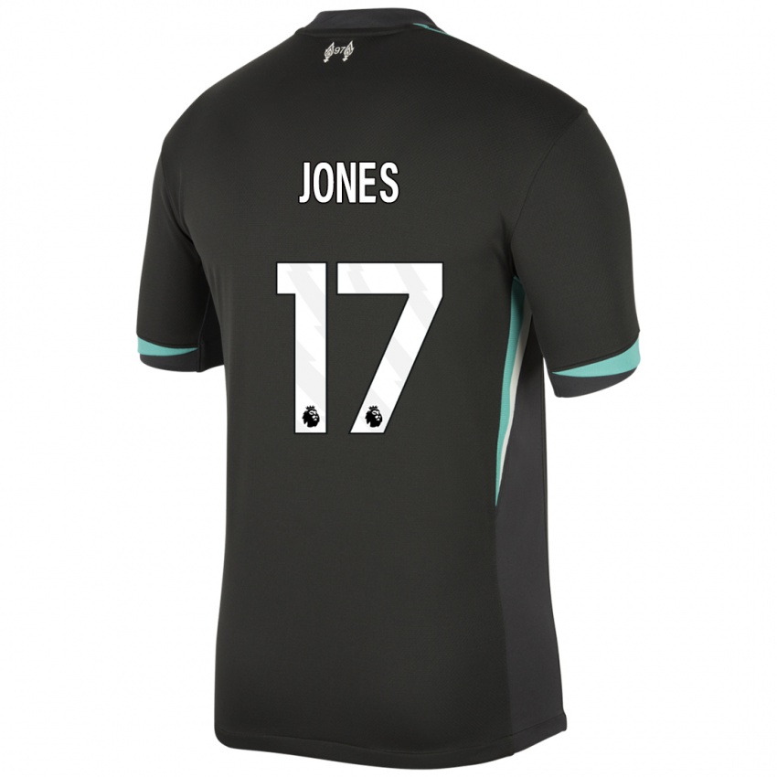 Niño Camiseta Curtis Jones #17 Negro Antracita Blanco 2ª Equipación 2024/25 La Camisa