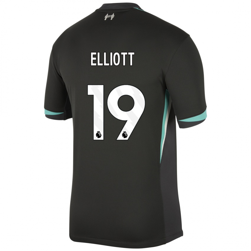 Niño Camiseta Harvey Elliott #19 Negro Antracita Blanco 2ª Equipación 2024/25 La Camisa