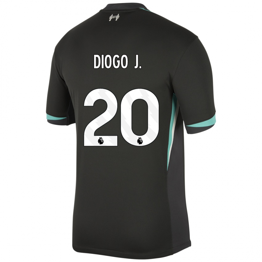 Niño Camiseta Diogo Jota #20 Negro Antracita Blanco 2ª Equipación 2024/25 La Camisa