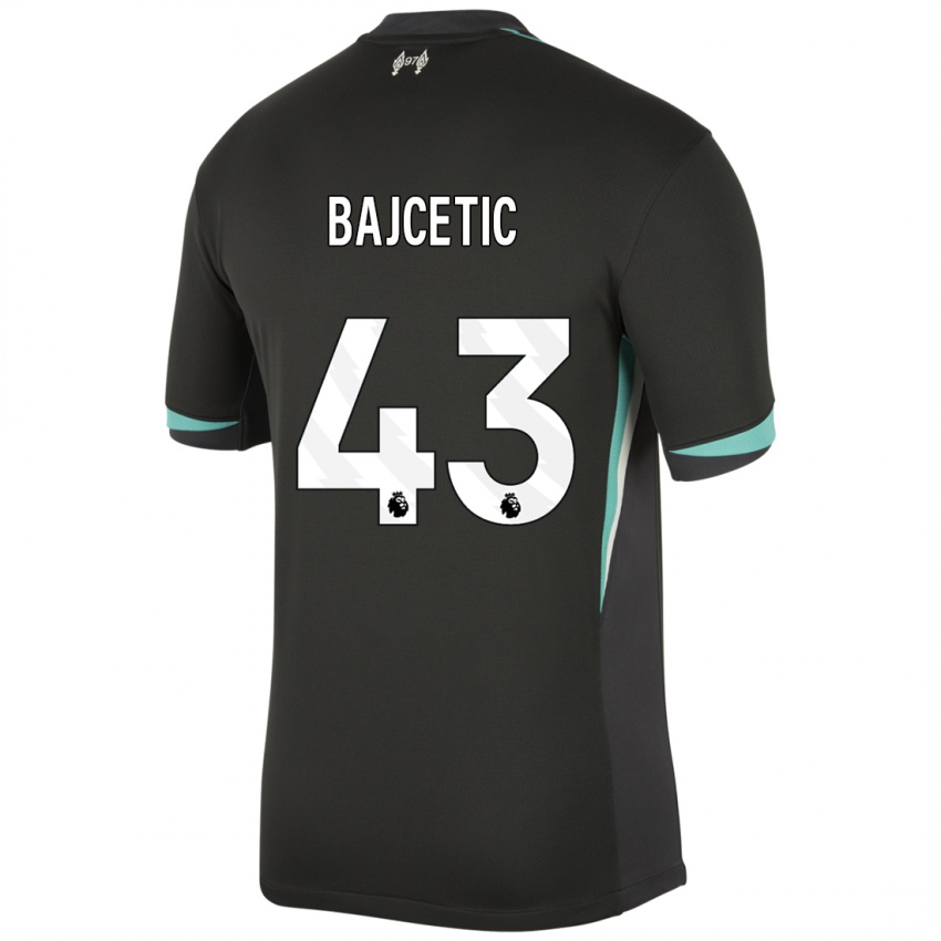 Niño Camiseta Stefan Bajcetic #43 Negro Antracita Blanco 2ª Equipación 2024/25 La Camisa