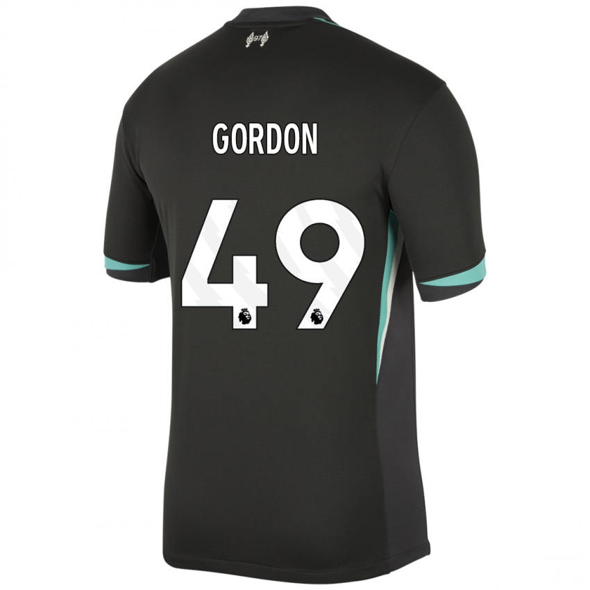 Niño Camiseta Kaide Gordon #49 Negro Antracita Blanco 2ª Equipación 2024/25 La Camisa